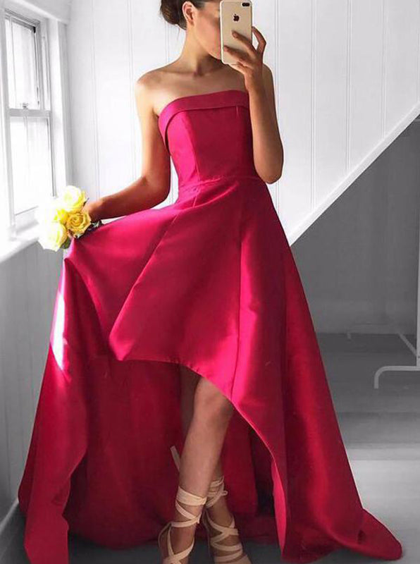 hot pink high low dress Miss Circle Women Perrin Fuchsia Feather Slit Gown The lace Sexy High Low Sweetheart Hot