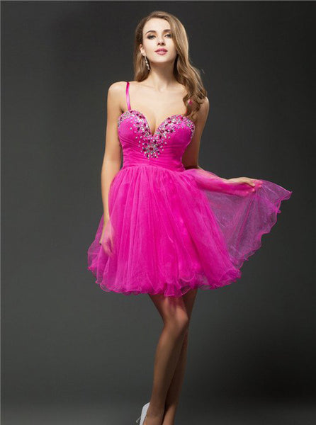 Fuchsia Sweet 16 Dresses,Simple Sweet 16 Dress,Sweet 16 Dress with Straps,SW00041