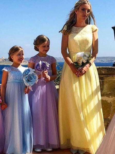 Gorgeous Bridesmaid Dresses with Sleeves,Long Tulle Bridesmaid Dress,BD00335