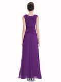 Grape Bridesmaid Dress,Chiffon Long Bridesmaid Dress,Ruffled Bridesmaid Dress,BD00138