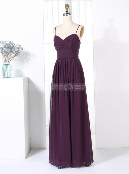 Grape Bridesmaid Dresses,Chiffon Bridesmaid Dresses,Bridesmaid Dress with Straps,BD00322