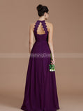 Grape Bridesmaid Dresses,High Neck Bridesmaid Dress,Simple Bridesmaid Dress,BD00257