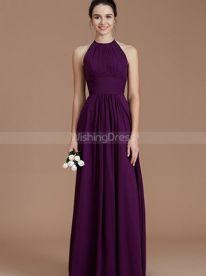 Grape Bridesmaid Dresses,High Neck Bridesmaid Dress,Simple Bridesmaid