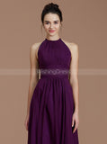 Grape Bridesmaid Dresses,High Neck Bridesmaid Dress,Simple Bridesmaid Dress,BD00257