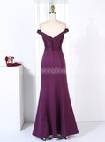 Grape Bridesmaid Dresses,Off the Shoulder Bridesmaid Dress,Mermaid Bridesmaid Dress,BD00263