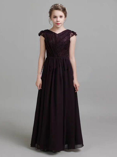 Grape Junior Bridesmaid Dresses,Chiffon Dress for Teens,JB00063