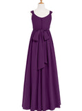 Grape Junior Bridesmaid Dresses,Chiffon Long Junior Bridesmaid Dress,JB00008