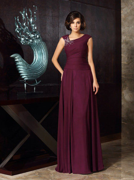 Grape Mother of the Bride Dresses,Chiffon Long Mother of the Bride Dress,MD00034