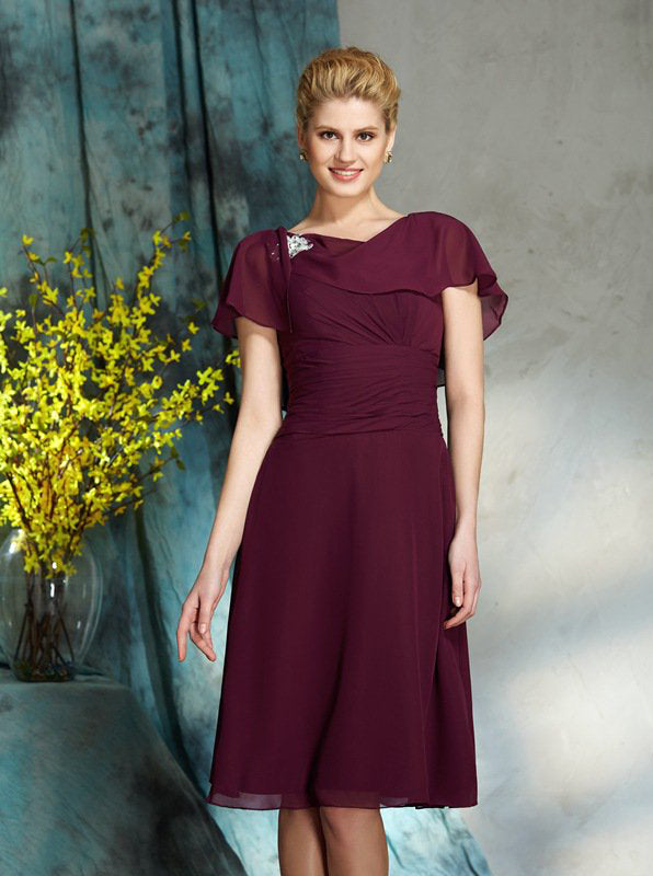 Grape Mother of the Bride Dresses,Knee Length Mother of the Bride Dres