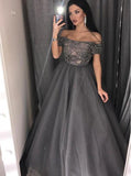 Gray Prom Dress for Teens,Beaded Sweet 16 Dress,PD00444