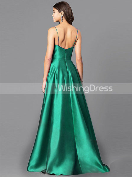 Green Prom Dresses,Simple Prom Dress,Long Prom Dress,Satin Prom Dress,PD00291