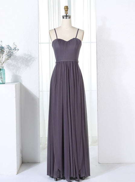 Grey Bridesmaid Dresses,Chiffon Bridesmaid Dress,Bridesmaid Dress with Straps,BD00301