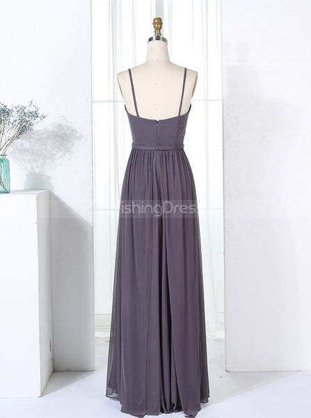 Grey Bridesmaid Dresses,Chiffon Bridesmaid Dress,Bridesmaid Dress with Straps,BD00301