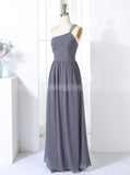 Grey Bridesmaid Dresses,One Shoulder Bridesmaid Dress,Long Bridesmaid Dress,BD00265