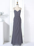 Grey Bridesmaid Dresses,Sheath Bridesmaid Dress,Bridesmaid Dress with Straps,BD00298