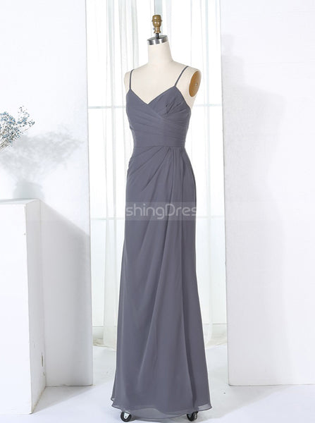 Grey Bridesmaid Dresses,Sheath Bridesmaid Dress,Bridesmaid Dress with Straps,BD00298