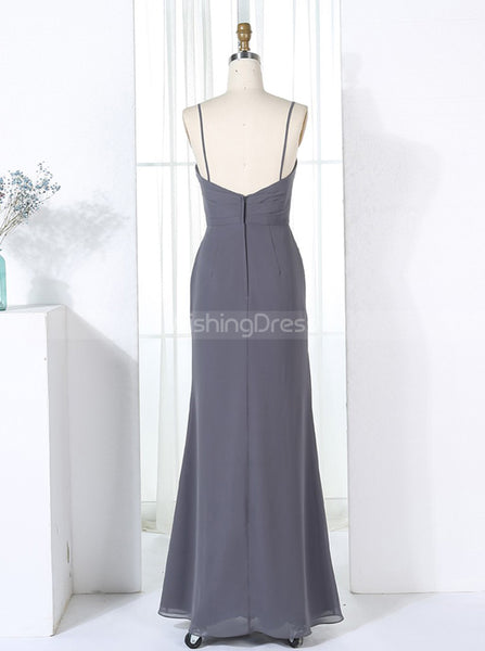 Grey Bridesmaid Dresses,Sheath Bridesmaid Dress,Bridesmaid Dress with Straps,BD00298