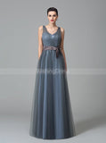 Grey Bridesmaid Dresses,Tulle Bridesmaid Dress,Long Bridesmaid Dress,BD00233