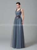 Grey Bridesmaid Dresses,Tulle Bridesmaid Dress,Long Bridesmaid Dress,BD00233
