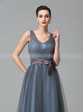 Grey Bridesmaid Dresses,Tulle Bridesmaid Dress,Long Bridesmaid Dress,BD00233