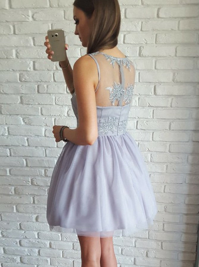Grey Cocktail Dresses,V Neck Cocktail Dress,Short Cocktail Dress,Unique Cocktail Dress,CD00027 US6 / Picture Color