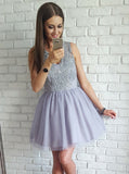 Grey Cocktail Dresses,V Neck Cocktail Dress,Short Cocktail Dress,Unique Cocktail Dress,CD00027