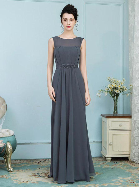 Grey Mother of the Bride Dresses,Chiffon Mother Dress,Long Mother Dresses,MD00003