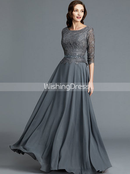 Grey Mother of the Bride Dresses,Mother Dress with Sleeves,Elegant Mother Dress,MD00047