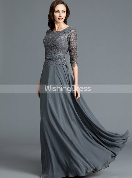 Grey Mother of the Bride Dresses,Mother Dress with Sleeves,Elegant Mother Dress,MD00047