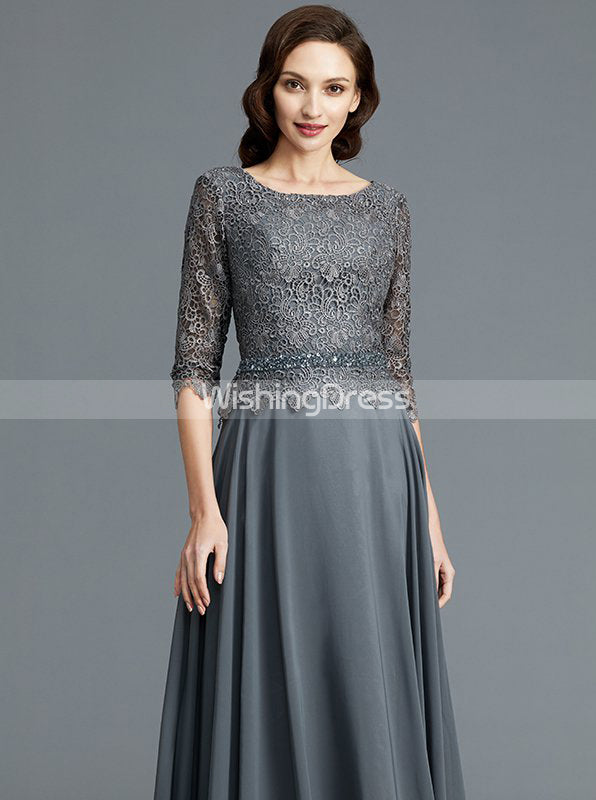 Grey Mother of the Bride Dresses,Mother Dress with Sleeves,Elegant Mot - Wishingdress Grey Mother of the Bride Dresses,Mother Dress with Sleeves,Elegant Mot - Wishingdress