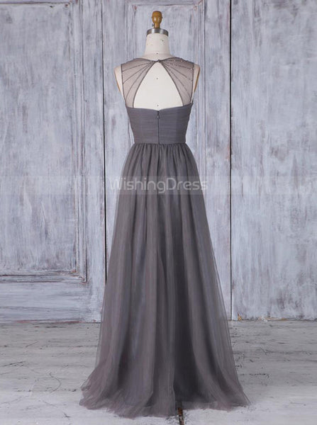 Grey Tulle Bridesmaid Dresses,Elegant Prom Dress,BD00358