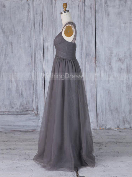 Grey Tulle Bridesmaid Dresses,Elegant Prom Dress,BD00358