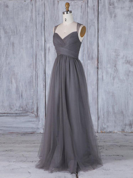 Grey Tulle Bridesmaid Dresses,Elegant Prom Dress,BD00358
