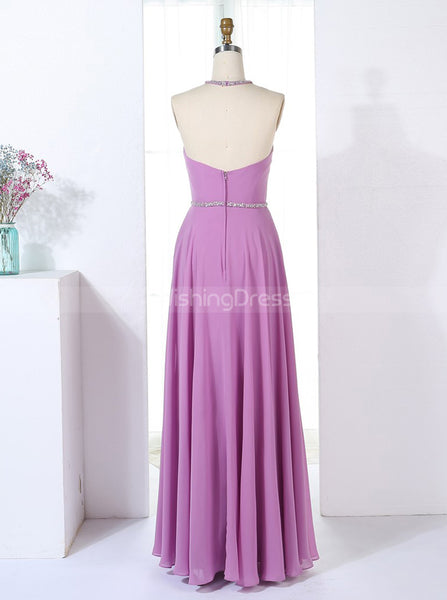 Halter Bridesmaid Dresses,Elegant Bridesmaid Dress,Full Length Bridesmaid Dress,BD00304