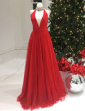Halter Prom Dresses,Tulle Prom Dress,Long Prom Dress for Teens,PD00328