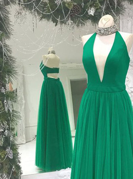 Halter Prom Dresses,Tulle Prom Dress,Long Prom Dress for Teens,PD00328