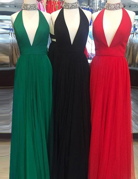 Halter Prom Dresses,Tulle Prom Dress,Long Prom Dress for Teens,PD00328