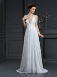 Halter Wedding Dresses,Beach Wedding Dress,Chiffon Wedding Dress,WD00275