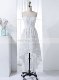 High Low Bridesmaid Dress,Lace Bridesmaid Dress,White Bridesmaid Dress,BD00159