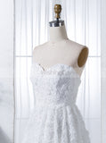 High Low Bridesmaid Dress,Lace Bridesmaid Dress,White Bridesmaid Dress,BD00159