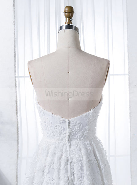 High Low Bridesmaid Dress,Lace Bridesmaid Dress,White Bridesmaid Dress,BD00159