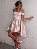 High Low Homecoming Dresses,Off the Shoulder Homecoming Dress,Taffeta Homecoming Dress,HC00137