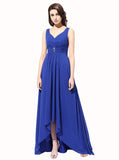 High Low Prom Dresses,Royal Blue Homecoming Dresses,Chiffon Wedding Party Dresses,PD00239