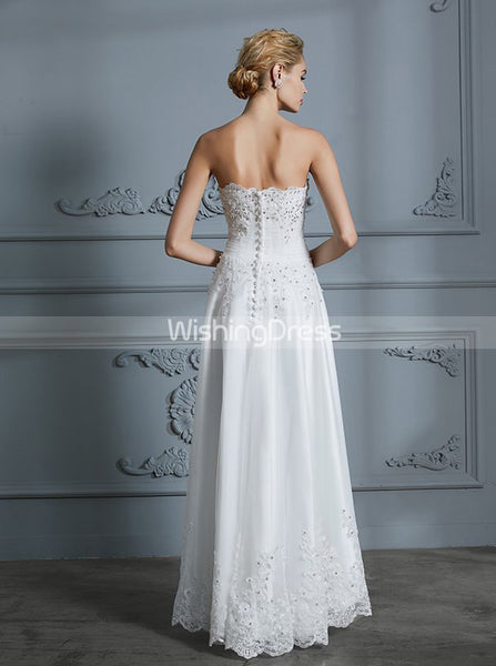 High Low Wedding Dresses,Strapless Bridal Dress,Beach Wedding Dress,WD00299