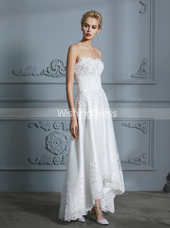 Strapless Bridal Dresses Short Front Long Back High Low Wedding Dresses,Strapless Bridal Dress,Beach Wedding Strapless Bridal Dresses Short Front Long Back High Low Wedding Dresses,Strapless Bridal Dress,Beach Wedding