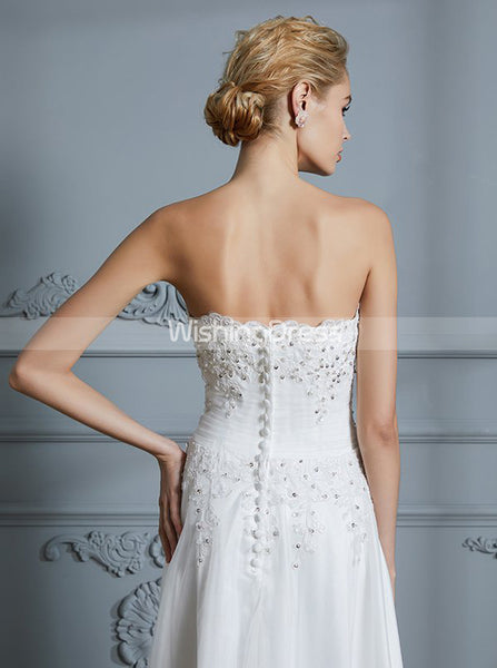 High Low Wedding Dresses,Strapless Bridal Dress,Beach Wedding Dress,WD00299