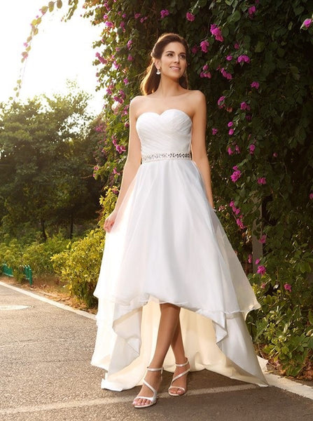 High Low Wedding Dresses,Strapless Wedding Dress,Beach Wedding Dress,WD00117