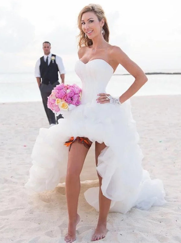 High Low Wedding Dresses,Sweetheart Wedding Dress,Pickup Wedding Dress