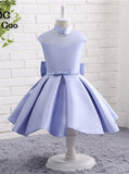 High Neck Flower Girl Dress,Girl Party Dress with Bow,Short Flower Girl Dress,FD00049