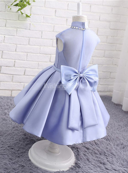 High Neck Flower Girl Dress,Girl Party Dress with Bow,Short Flower Girl Dress,FD00049